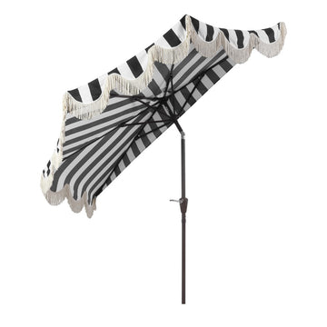 Beverly 9 ft. Designer Classic Scalloped Fringe Half Market Patio Umbrella